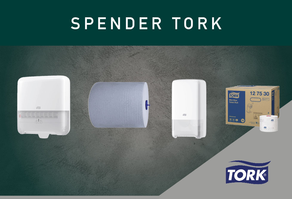 NOVOCHEM Produkte von Tork: Tork Matic Spender, Tork Matic blaues Rollenhandtuch, Torl Doppelrollspender T6, Tork T6 Premiumtoilettenpapier Compact